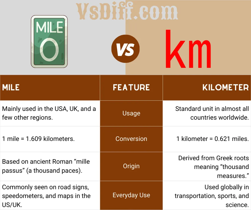 mile vs kilometer